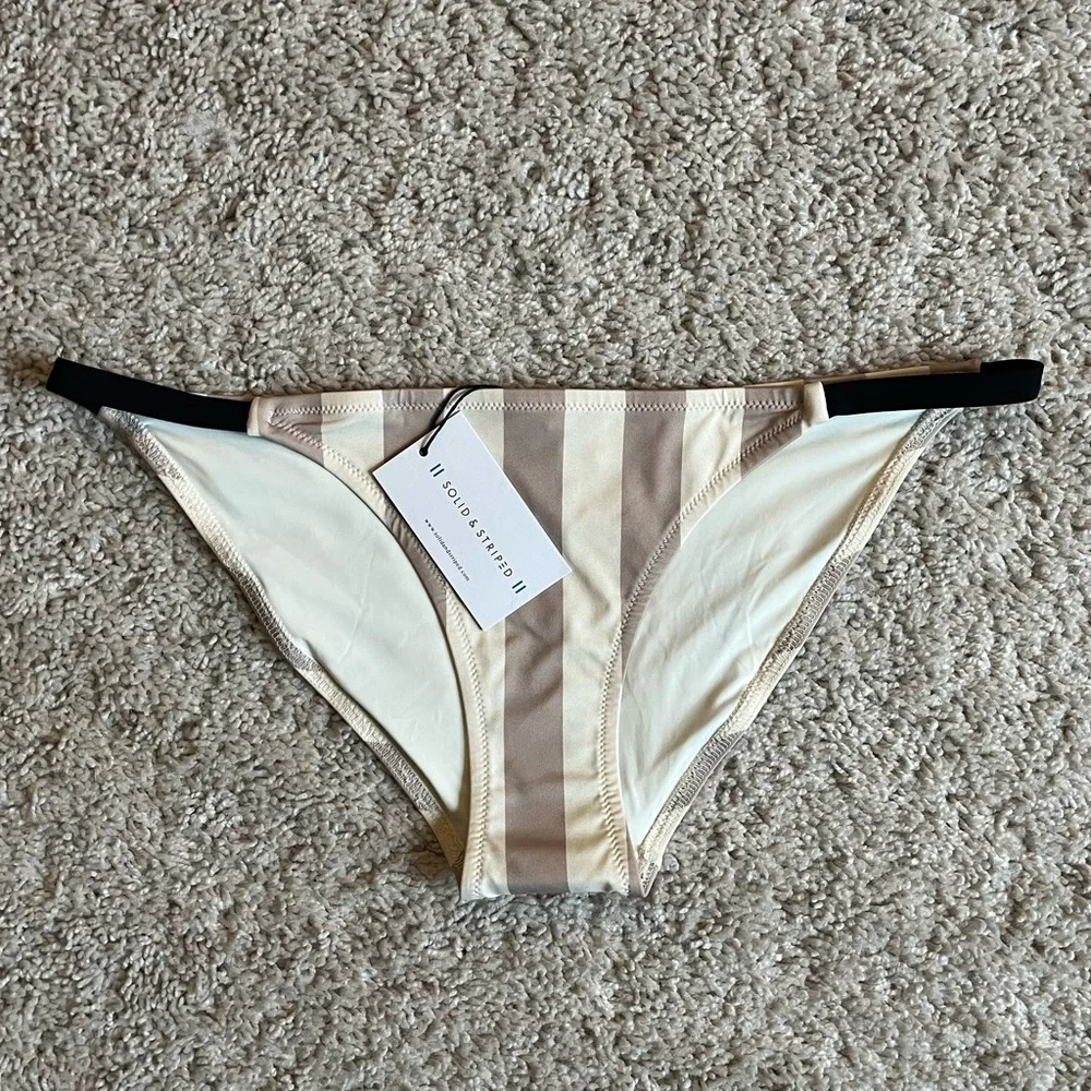NWT Solid & Striped “The Morgan Bottom” in Tan and Cream Stripe | L